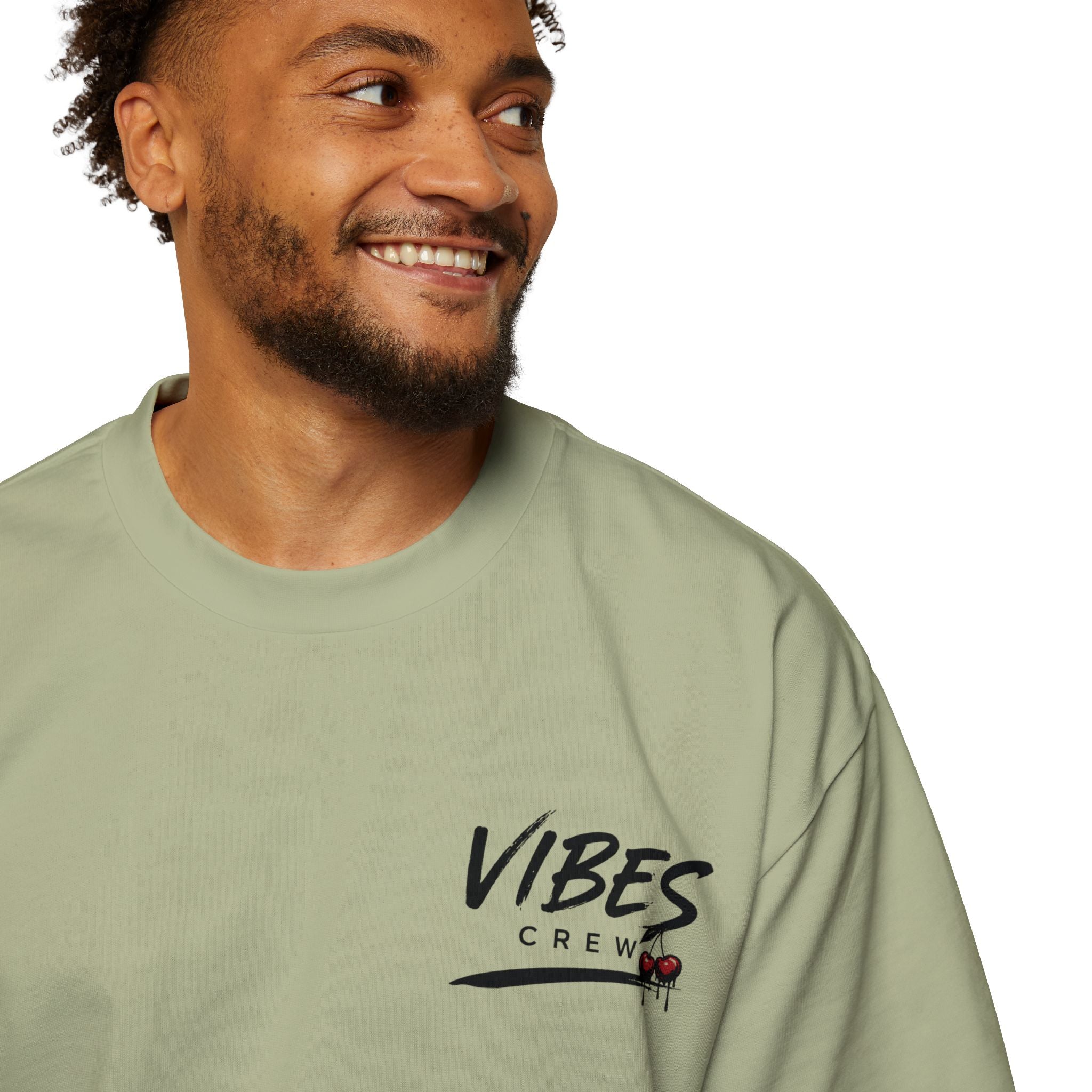 Vibes Crew Oversized Tee - Minimal Back Graphic Men's T-Shirt