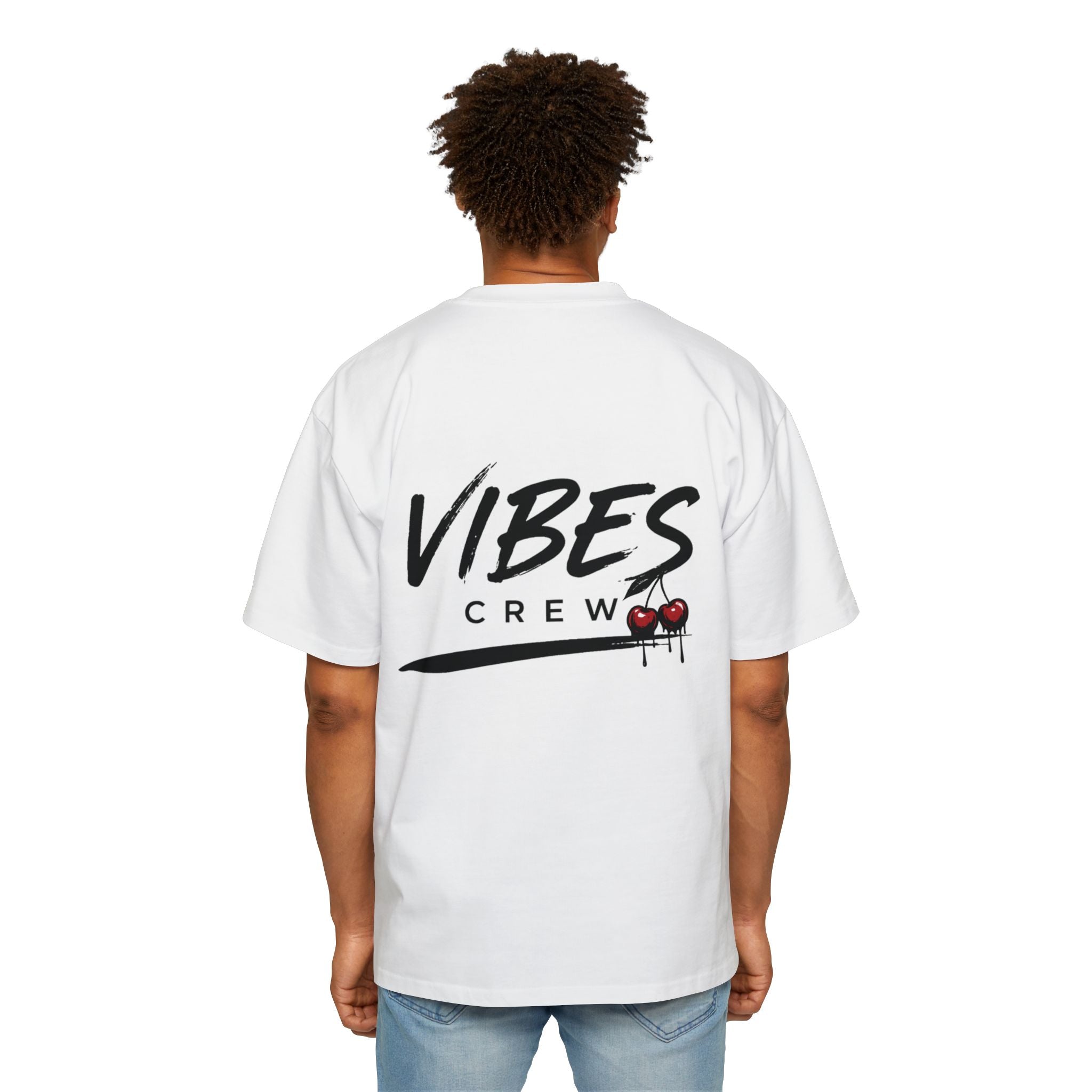 Vibes Crew Oversized Tee - Minimal Back Graphic Men's T-Shirt