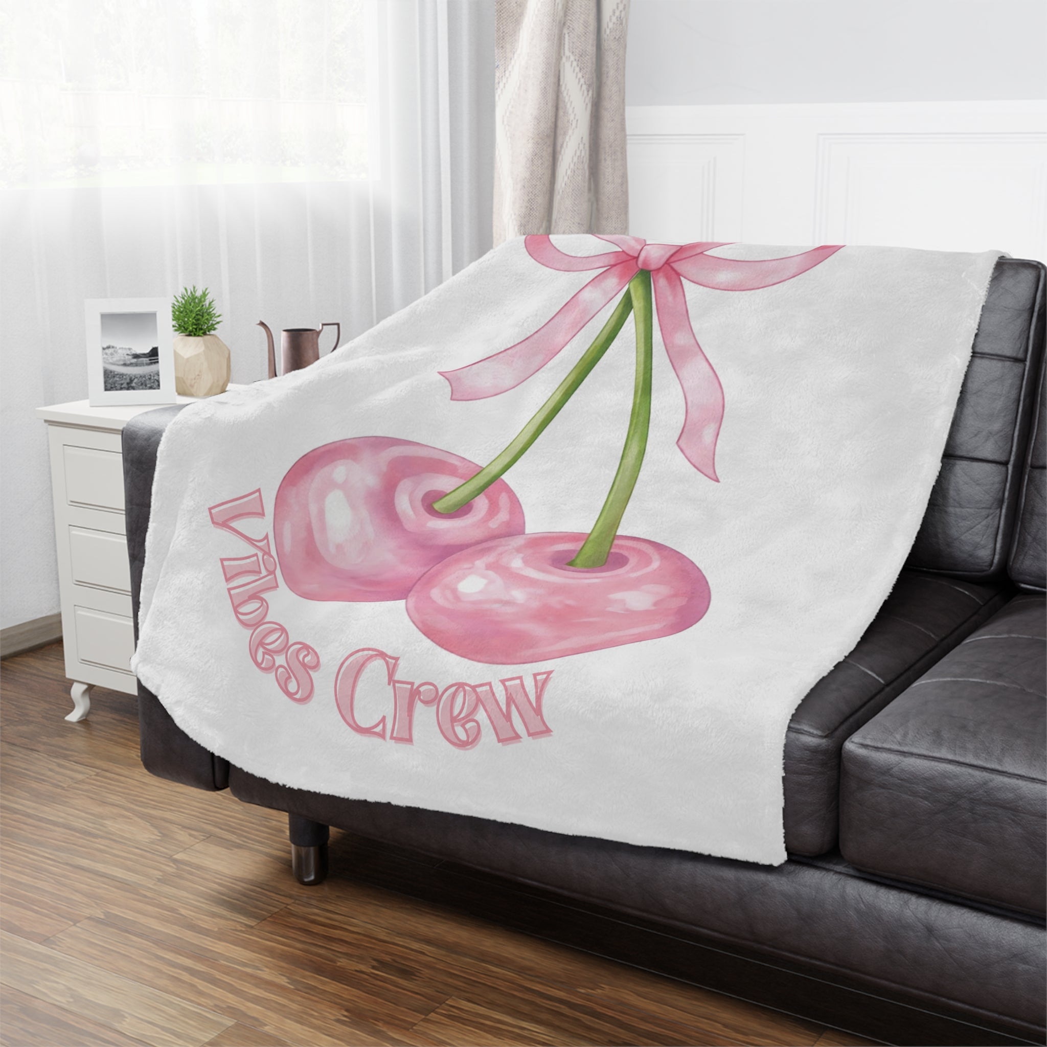 Pink Cherry "Vibes Crew" Minky Blanket