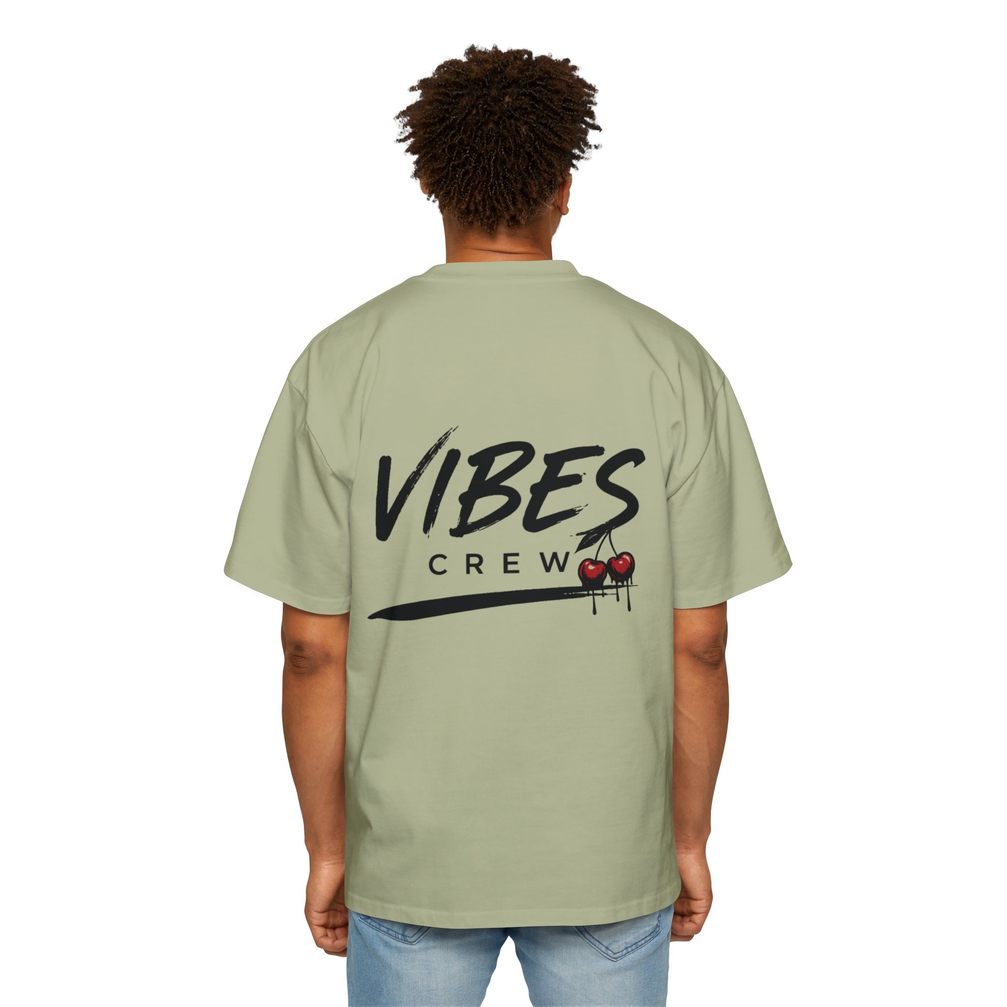 Vibes Crew Oversized Tee - Minimal Back Graphic Men's T-Shirt