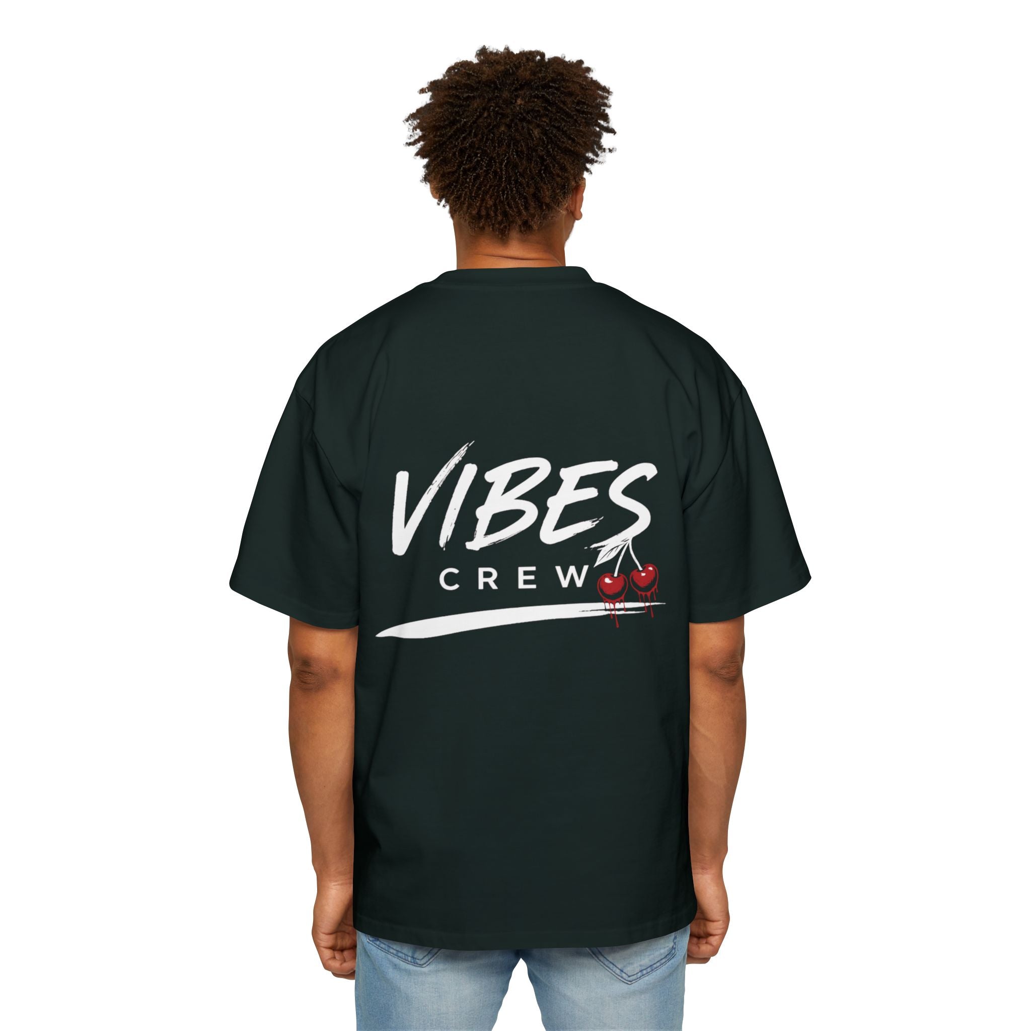 Vibes Crew Oversized Tee - Minimal Back Graphic Men's T-Shirt