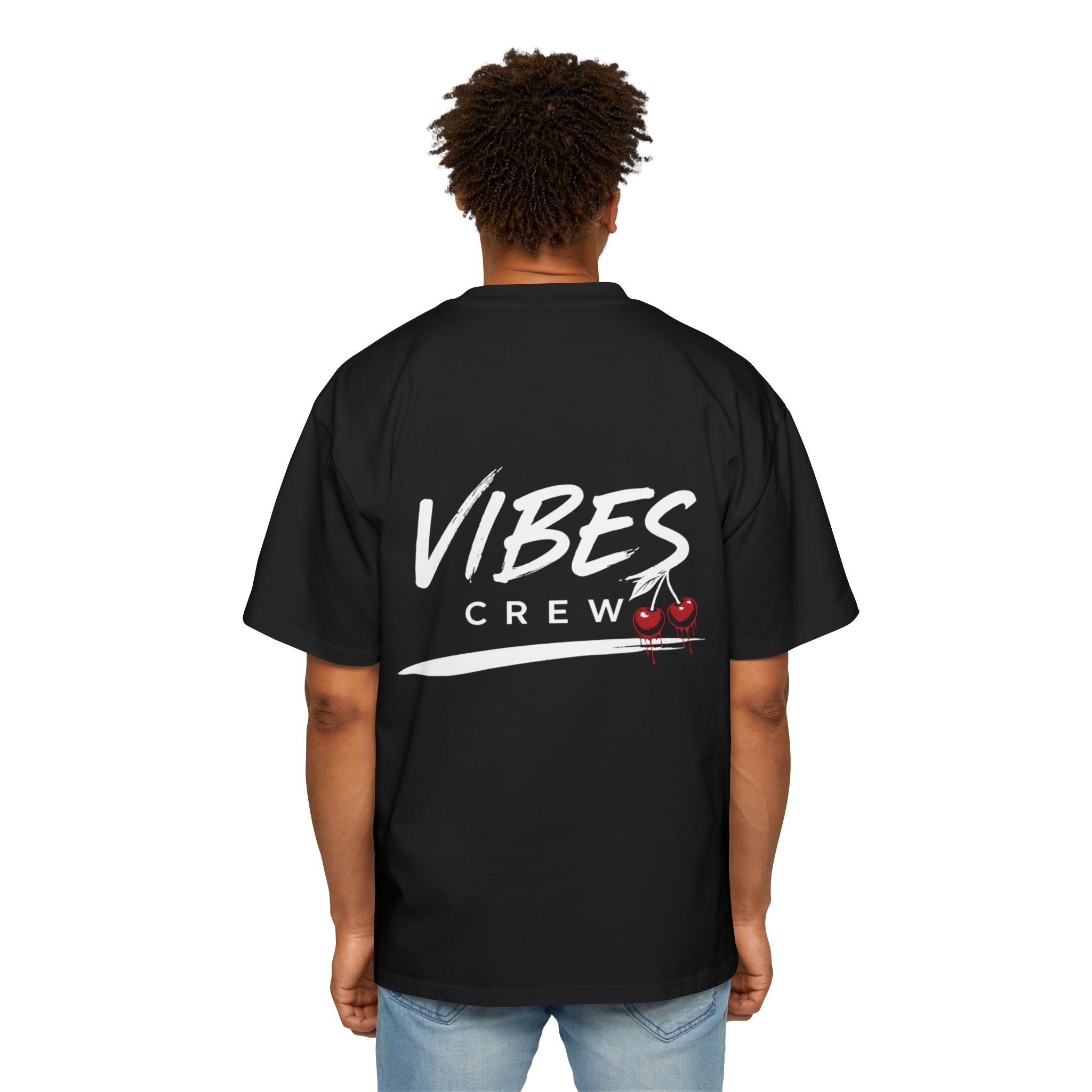 Vibes Crew Oversized Tee - Minimal Back Graphic Men's T-Shirt