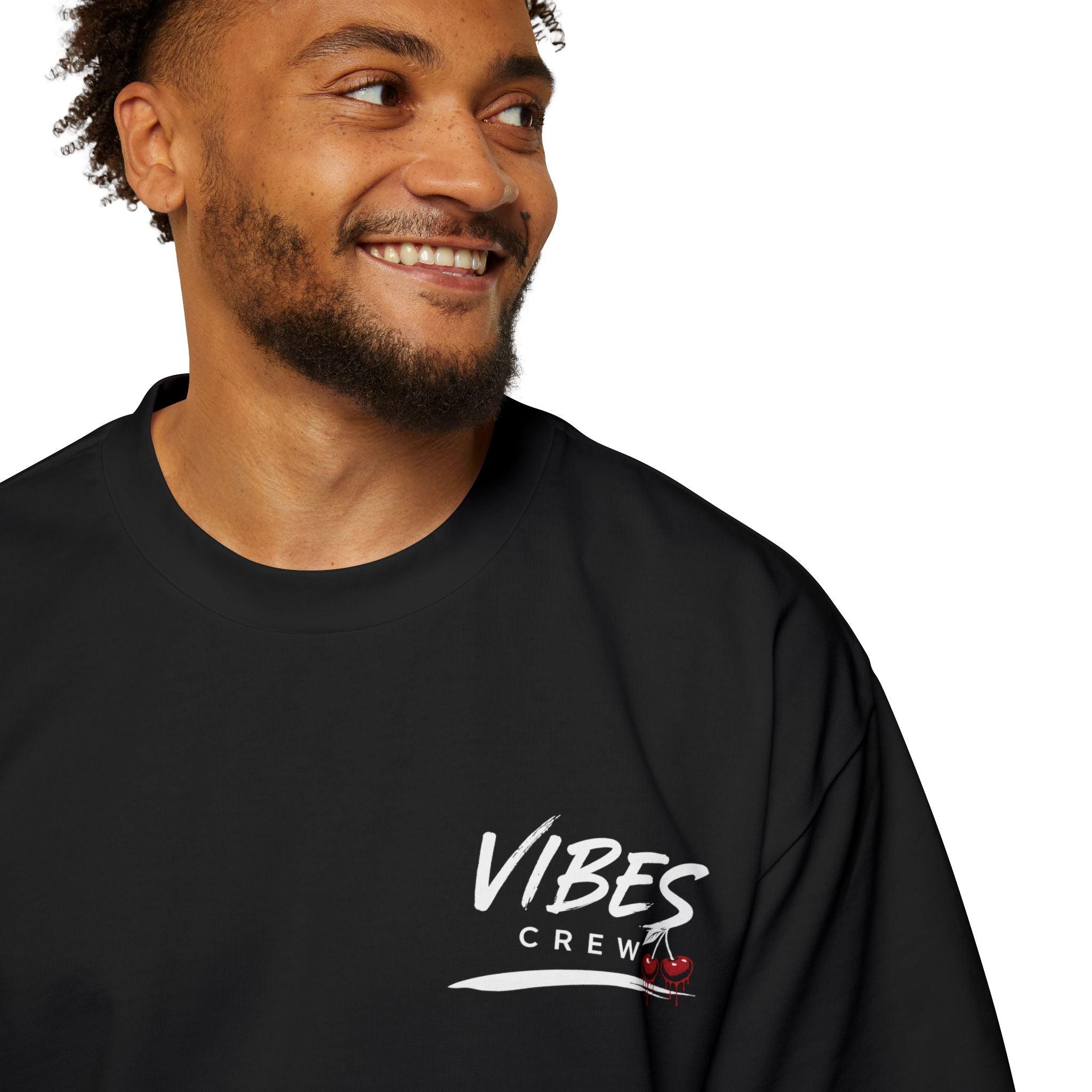 Vibes Crew Oversized Tee - Minimal Back Graphic Men's T-Shirt